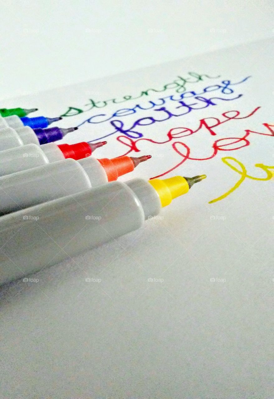 Colorful sketchpen and written text