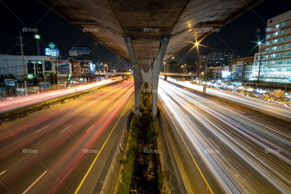 Paint the road with the movement of car lights