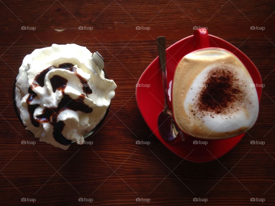 Coffee with cream and cappuccino 