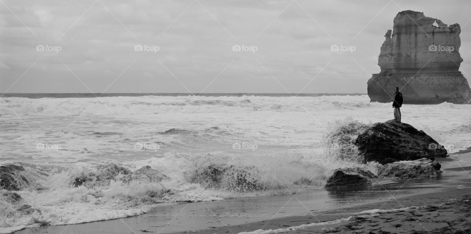 Wave crashing while looking out to sea - 12 Apostles Australia 