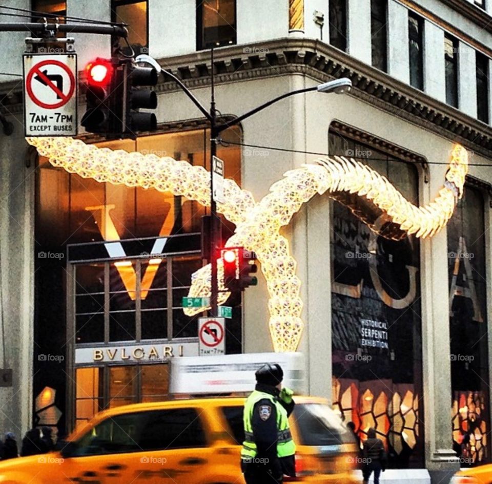 Louis Vuitton on 5th Ave., New York City during the winter