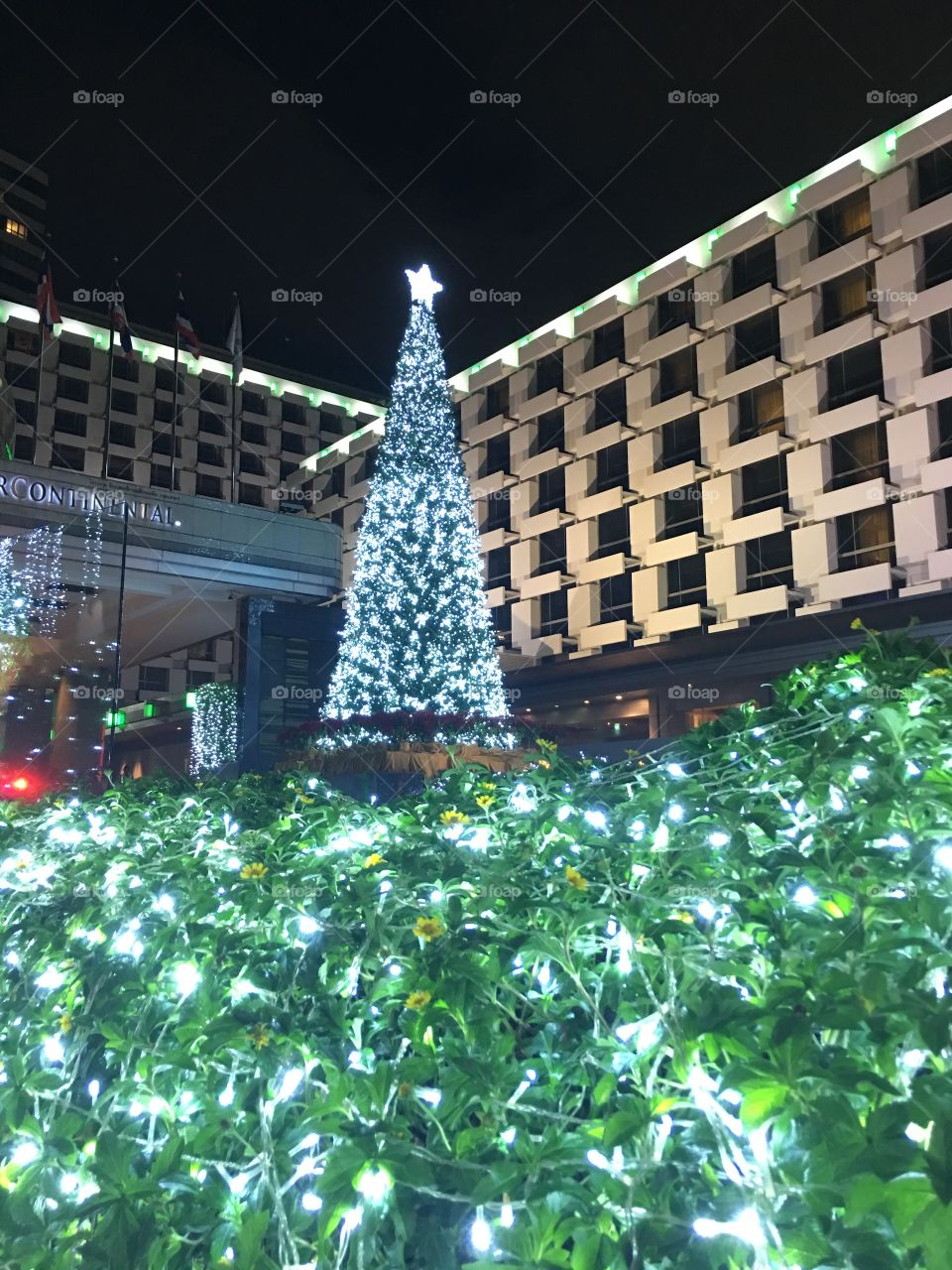 Christmas tree in front of Intercontinental hotel Bangkok Thailand 