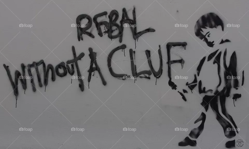 Rebal without a clue. Maybe from the artist Banksy? Spotted in a sidestreet in Weymouth UK on Thursday 3rd February 2011