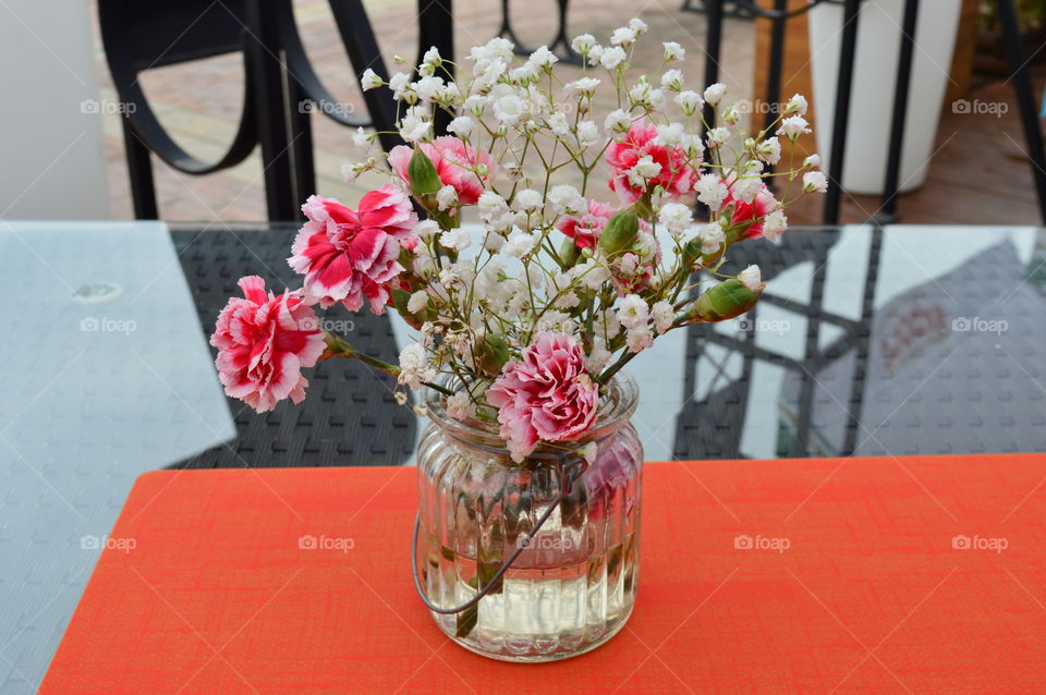 Orange tablecloth