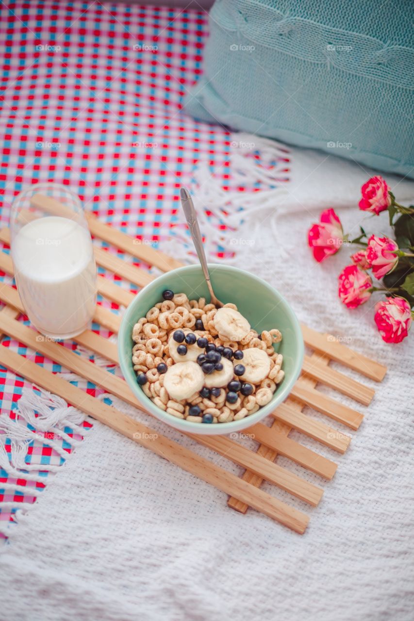 Morning breakfast in bed