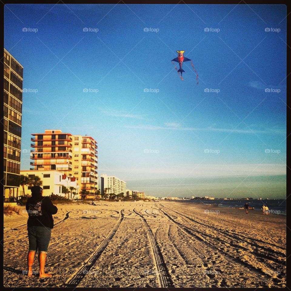 Flying kites in Madeira Beach, FL