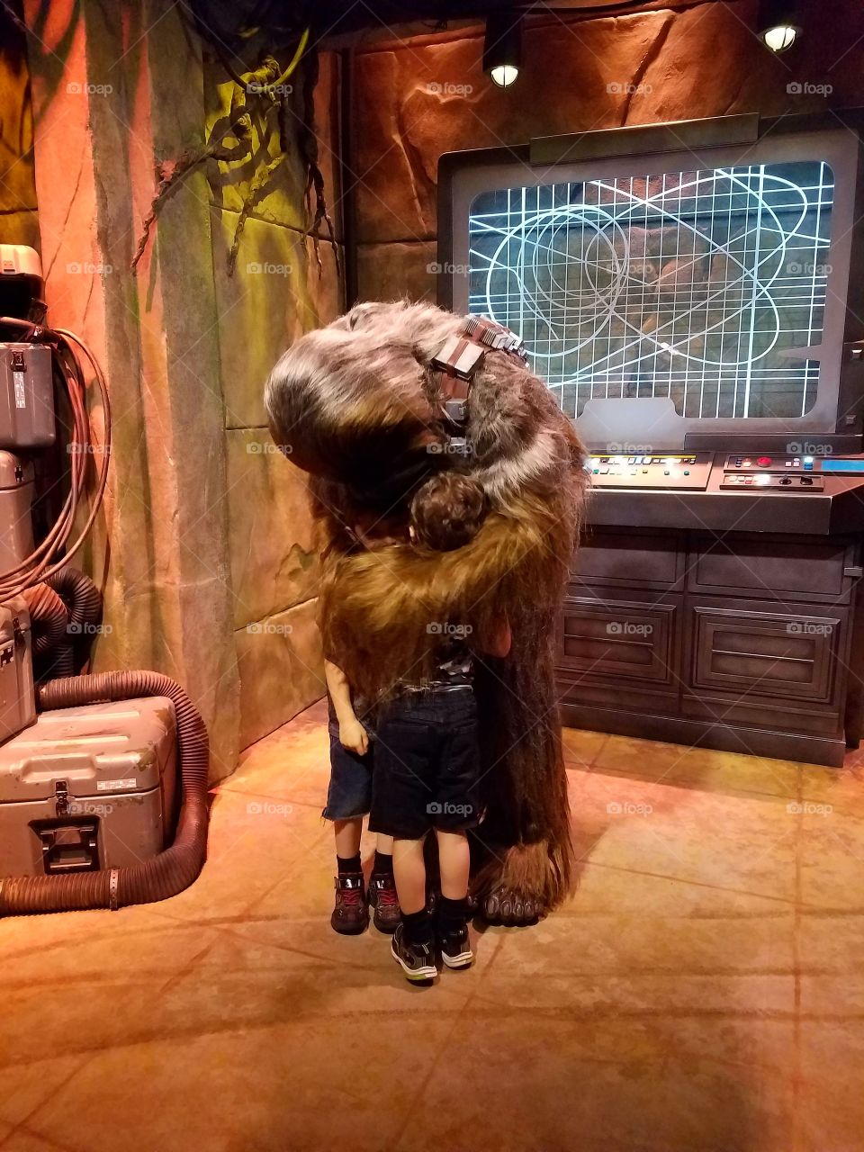 giving Chewbacca a hug