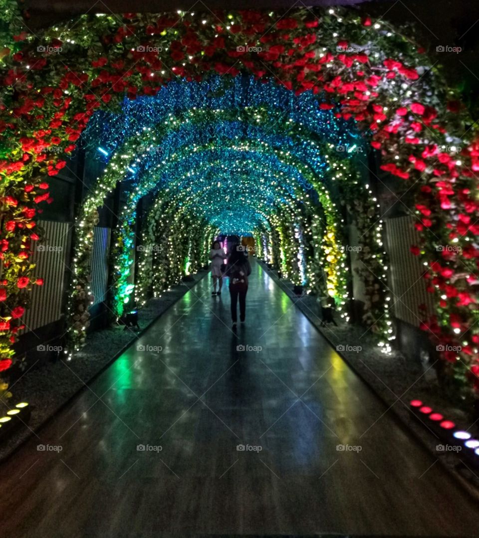 A walk through a tunnel of lights