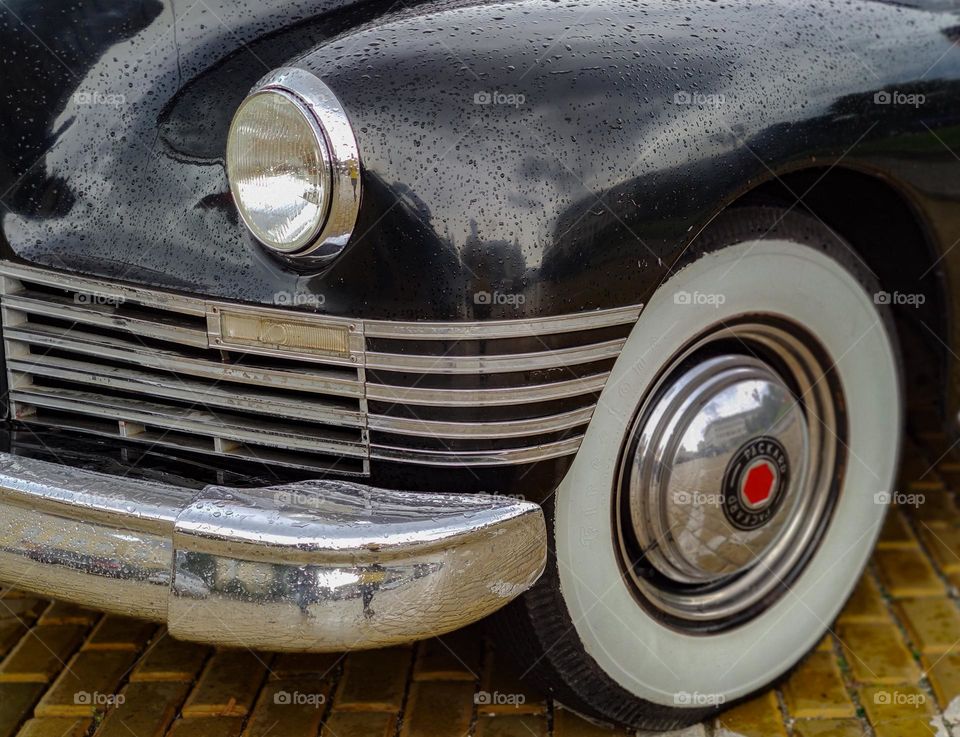 A tyre of a retro car