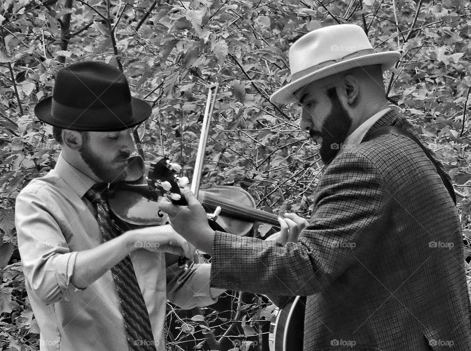 Musical Duet. Two American Bluegrass Musicians
