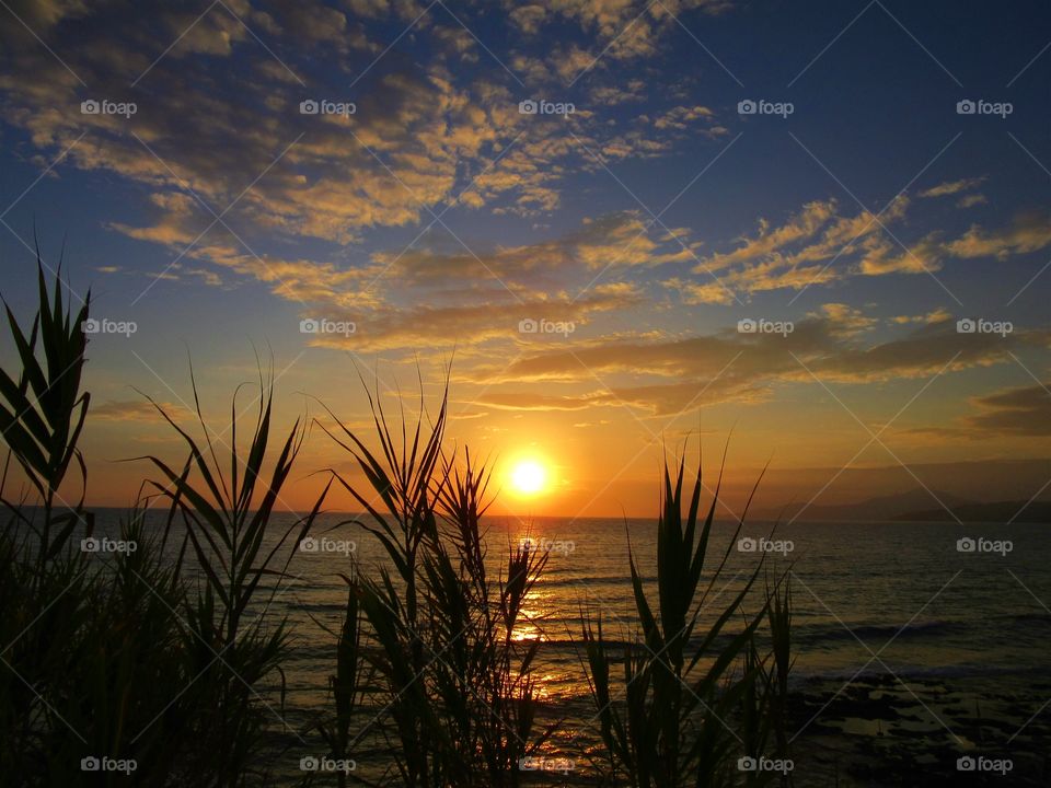 Sunset over Palinuro bamboo.