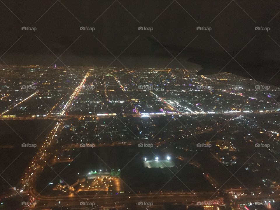 City from above, Jeddah at night