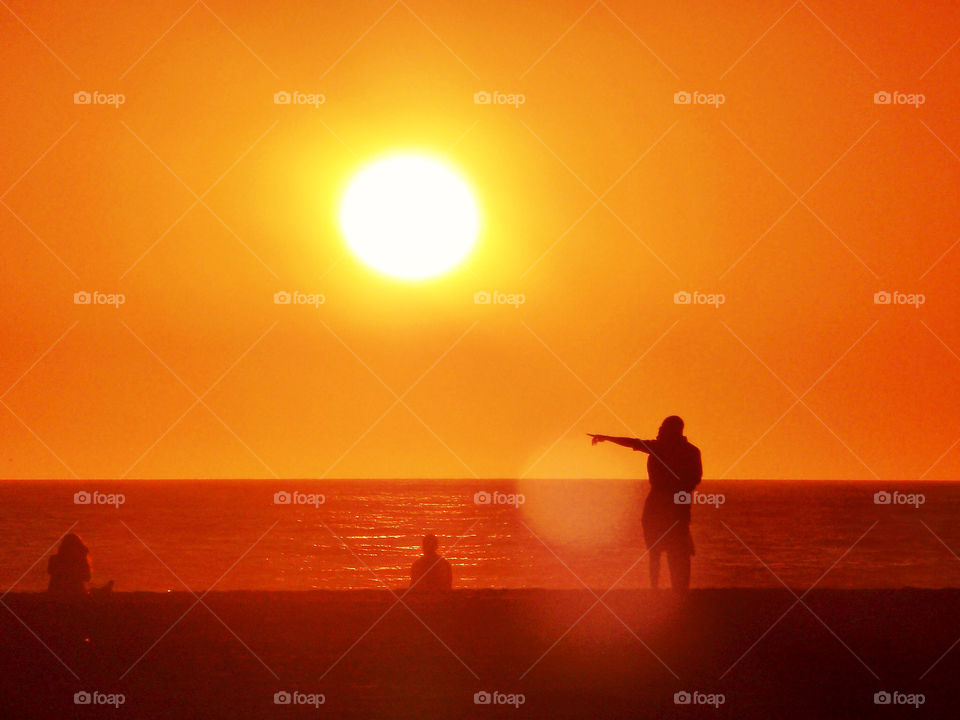 beach people sunset orange by analia