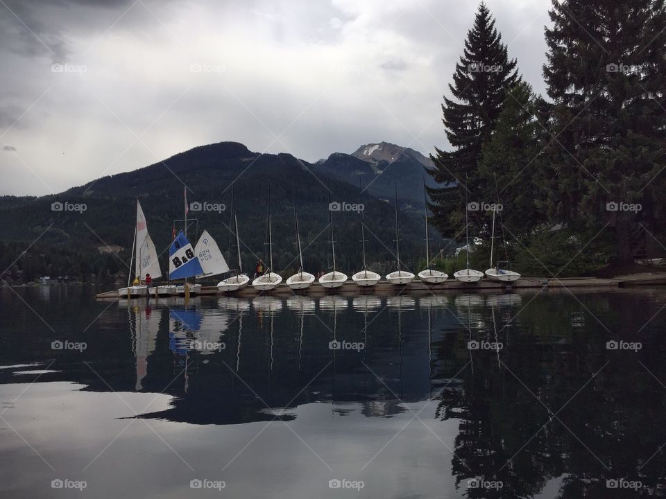 Tranquility on the lake. Out on the lake enjoying the peace, beauty and view of beautiful lake Alta, Whistler, B. C. Canada