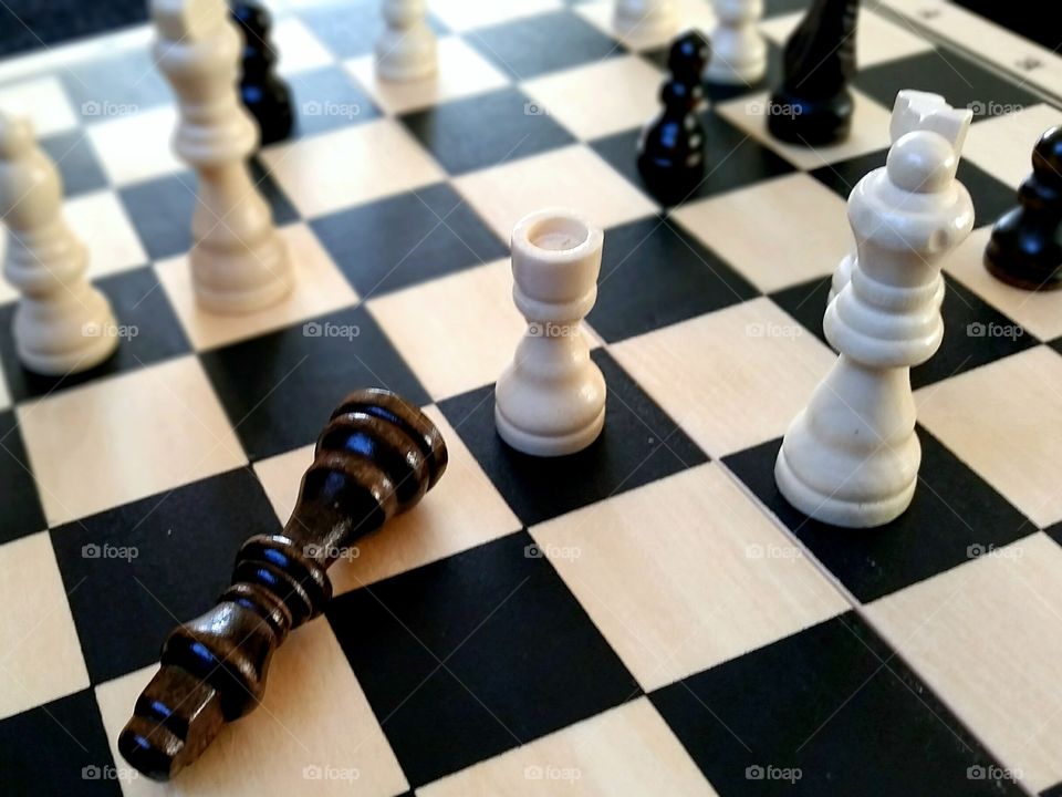 High angle view of chess board