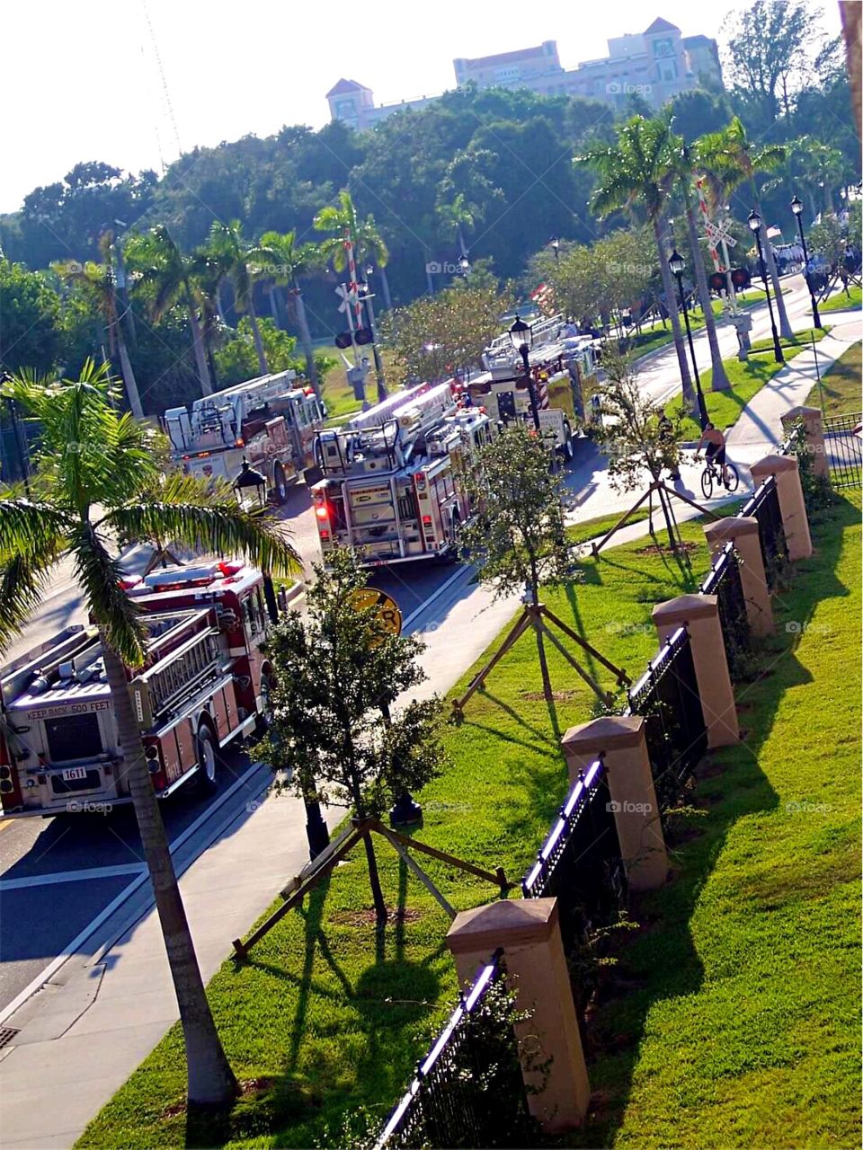 fire trucks downtown street by sunnysmiles 