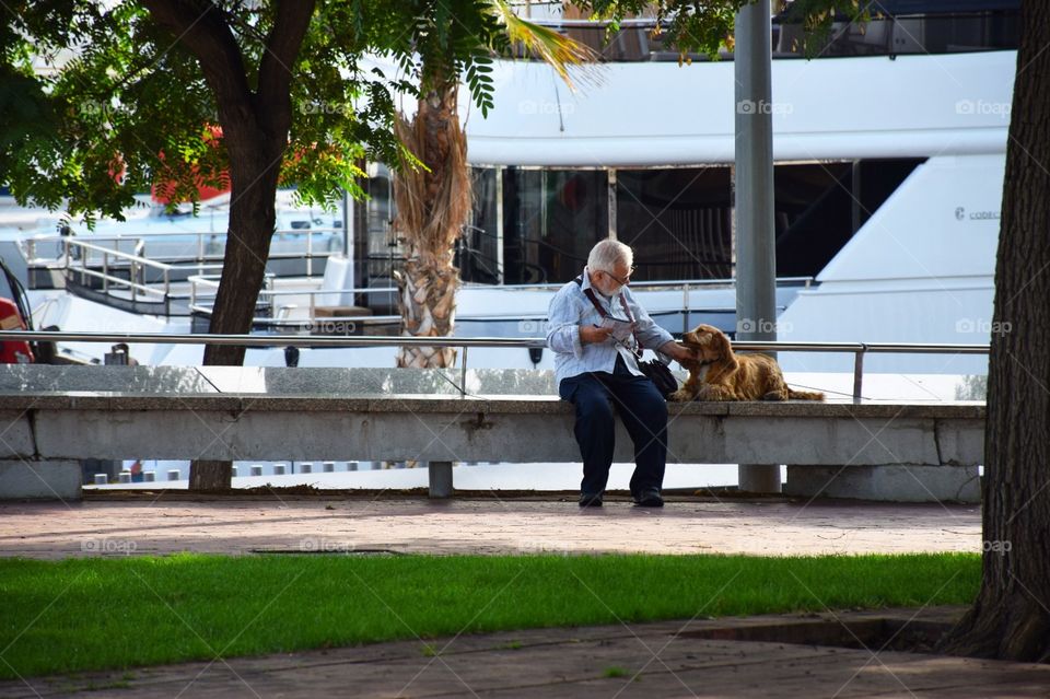 Man with his dog