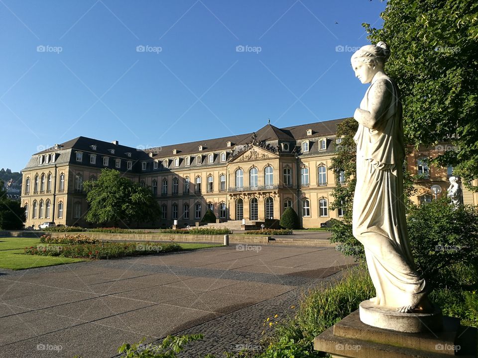 Statues n Front of the New Castle in Stuttgart