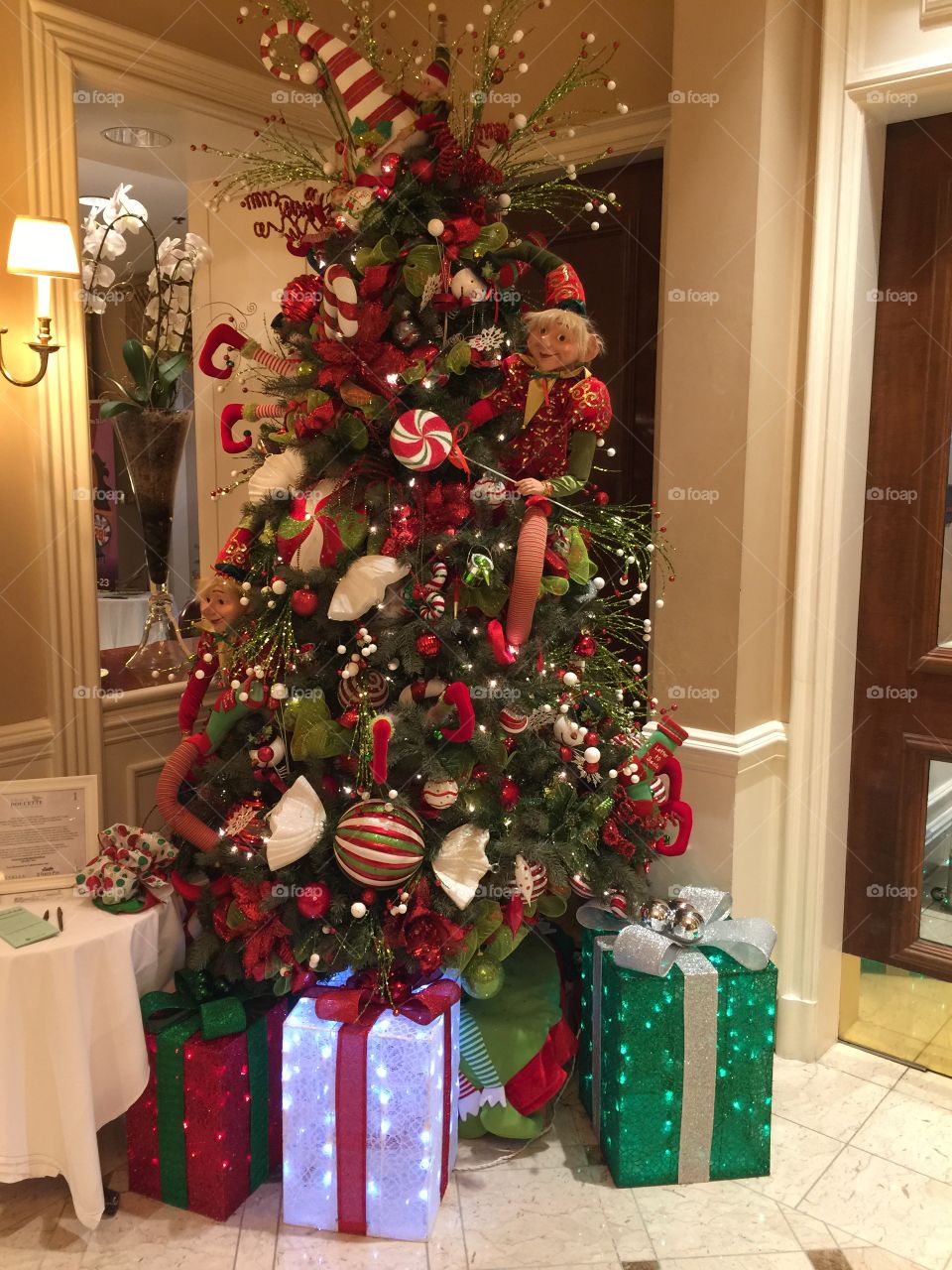 Elf Christmas tree display