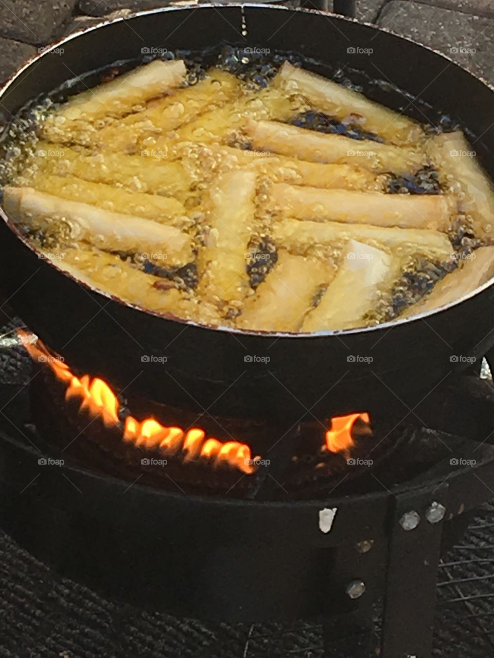 Frying Spring Rolls