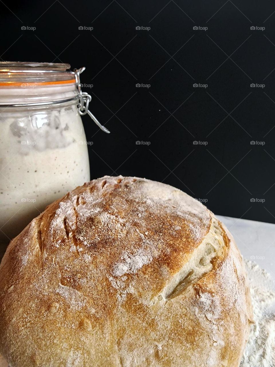 Sourdough bread and starter.