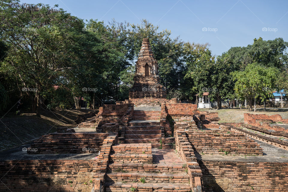 Ruin old temple in Chiang Mai Thailand 