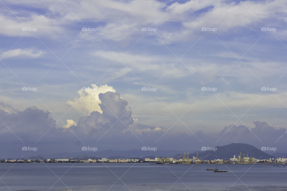 View of Butterworth Penang Island’s industrial area at the bay.