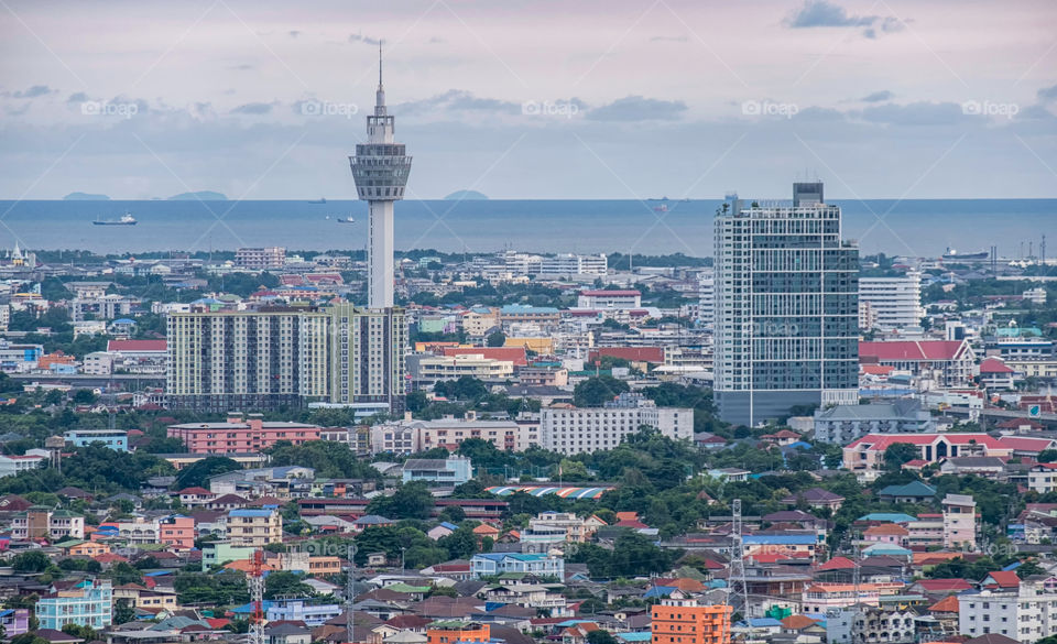 Beautiful scene of the tower and building in Thailand