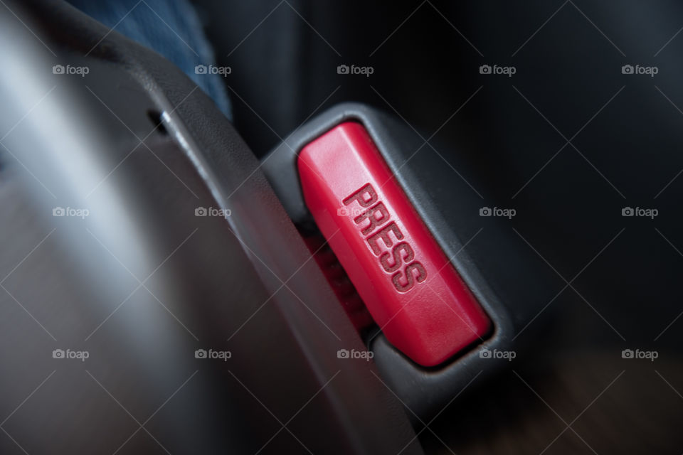 Red Press Button of Vehicle Seat Belt