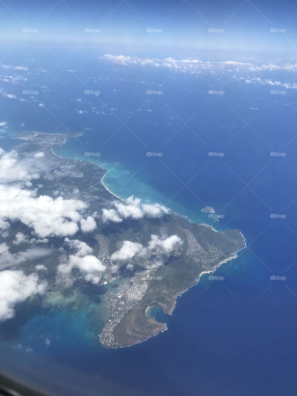 Hawaiian island aerial view 