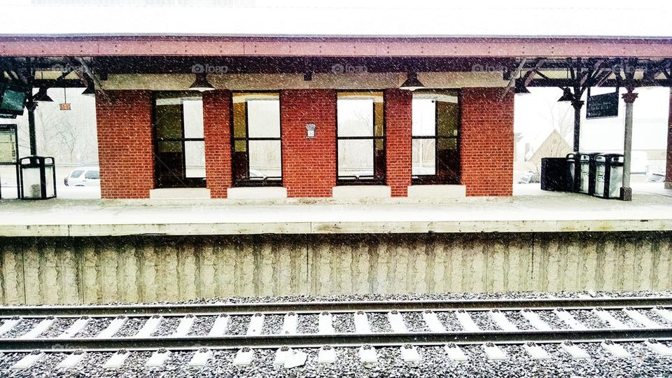 Train Station Covered in Snow