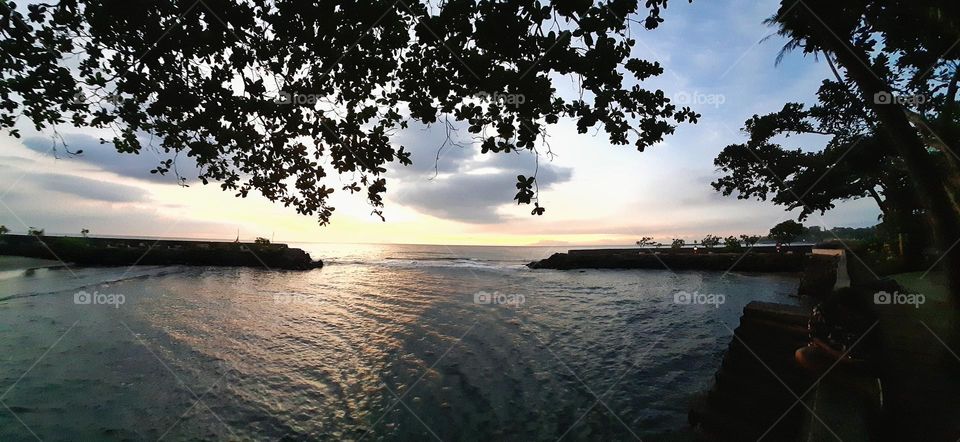 late afternoon, beautiful beach. Carita beach, Indonesia