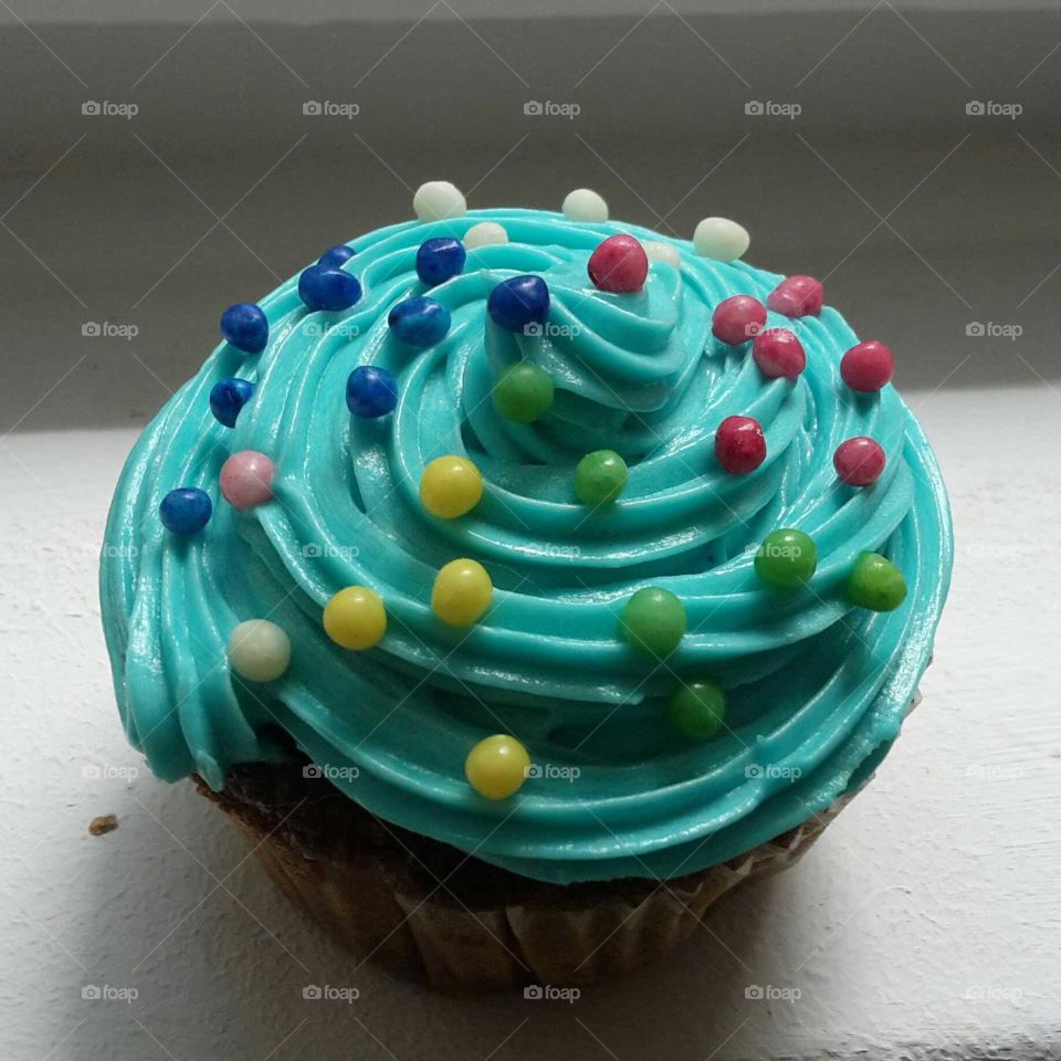 High angle view of cupcake
