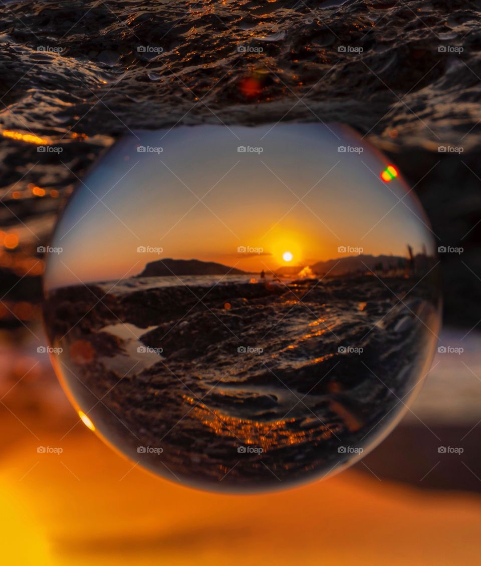 Lensball sunset at the beach of Alanya