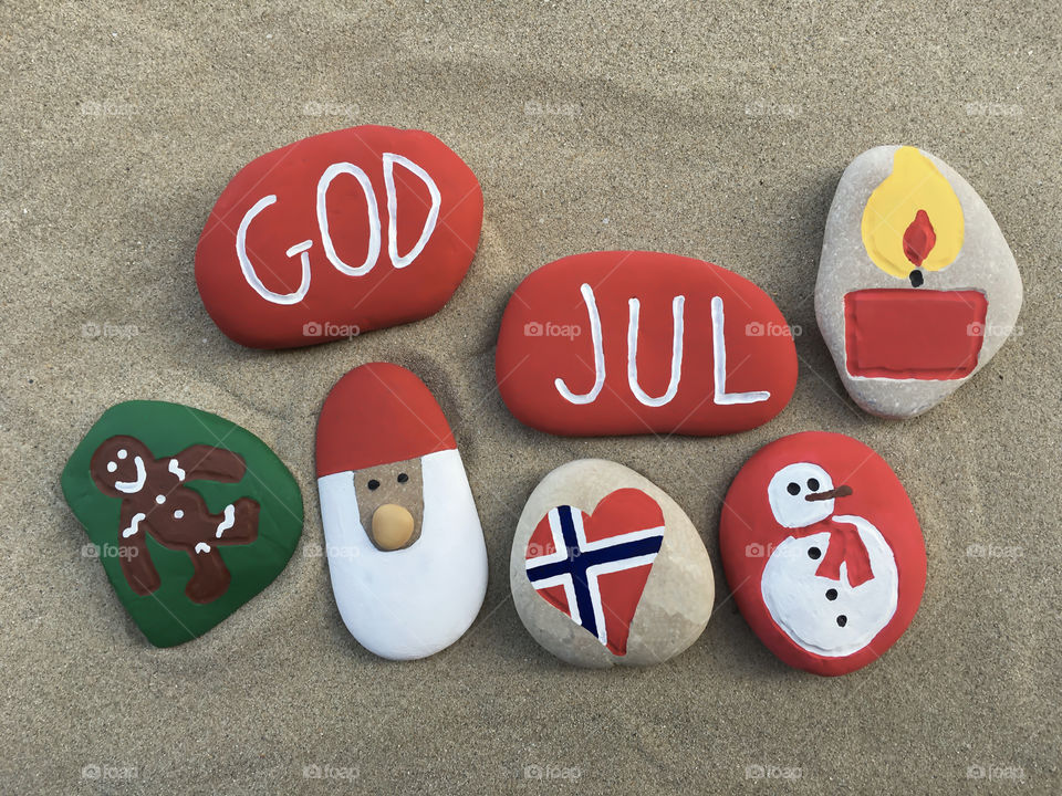 God Jul Norway with colored stones composition