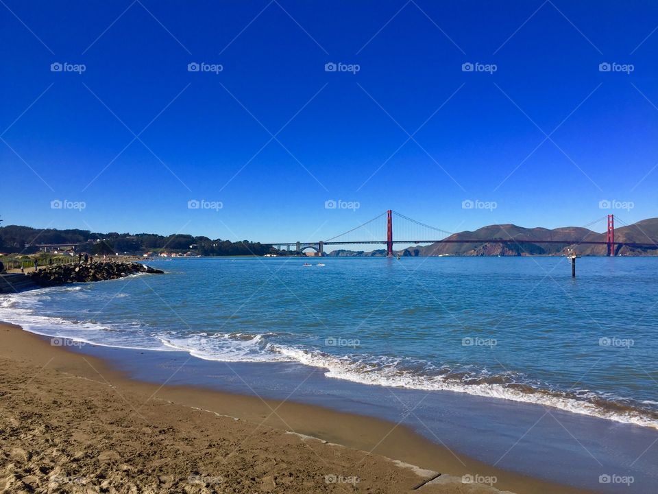 Golden Gate bridge over sea