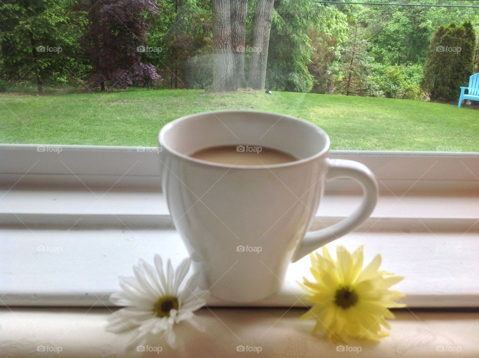 Enjoying a cup of coffee on a Spring morning.