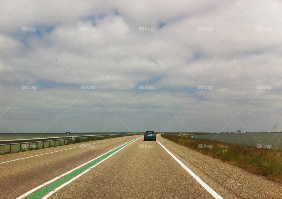 A single car on road