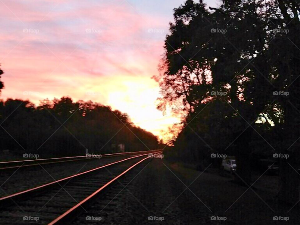 Sunset over the tracks