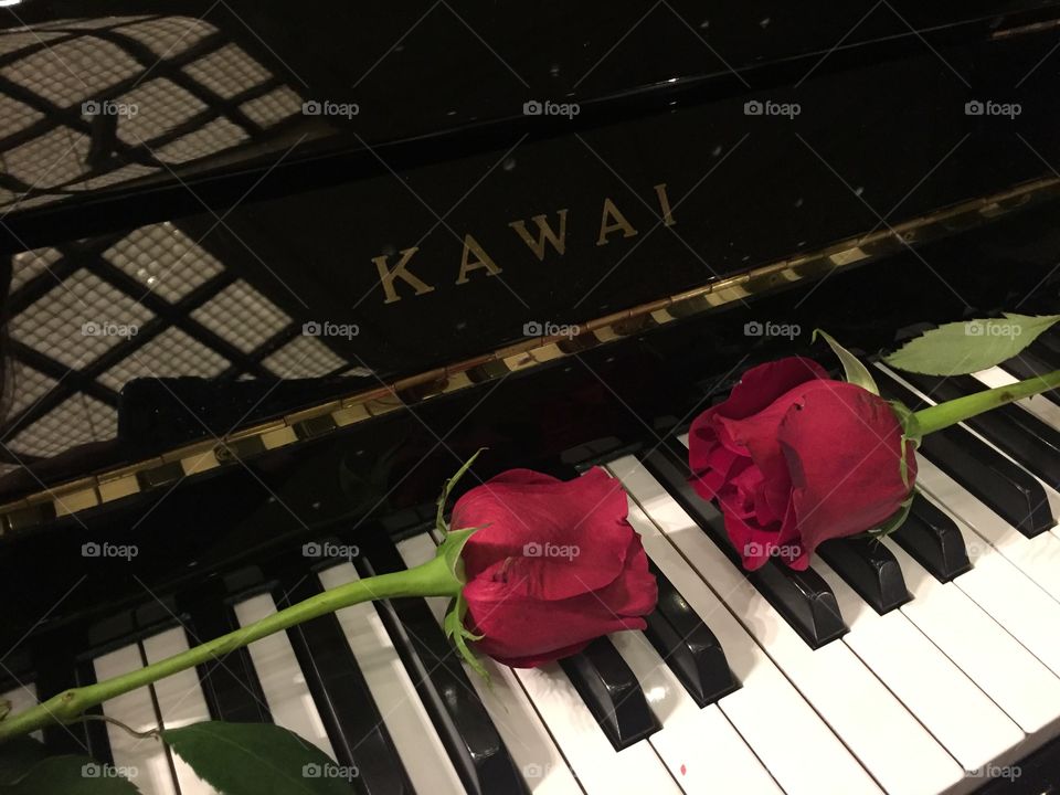 Piano and roses