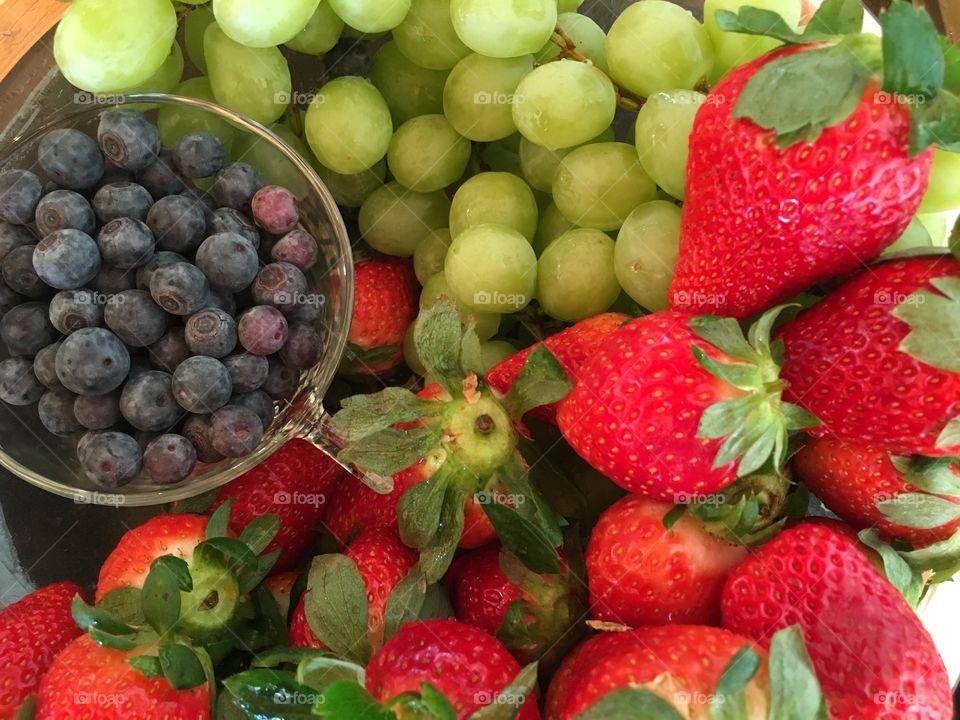Close-up of a fruit platter. 