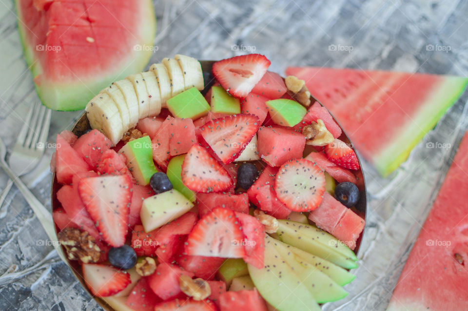 Healthy bowl of fruits for a breakfast is always a good idea , summertime fruit bowl, healthy and delicious summers treat