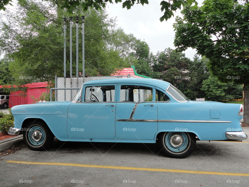 blue car. vintage