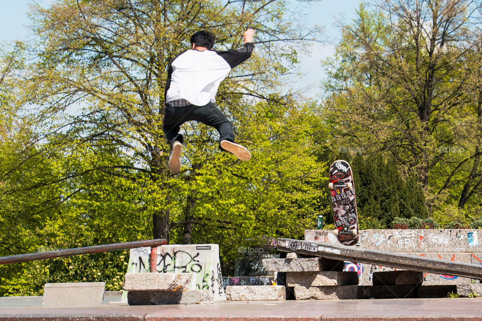 Skateboarder doing tricks