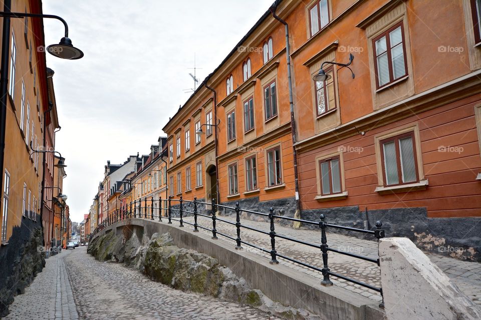 Picturesque street in Stockholm, Sweden 