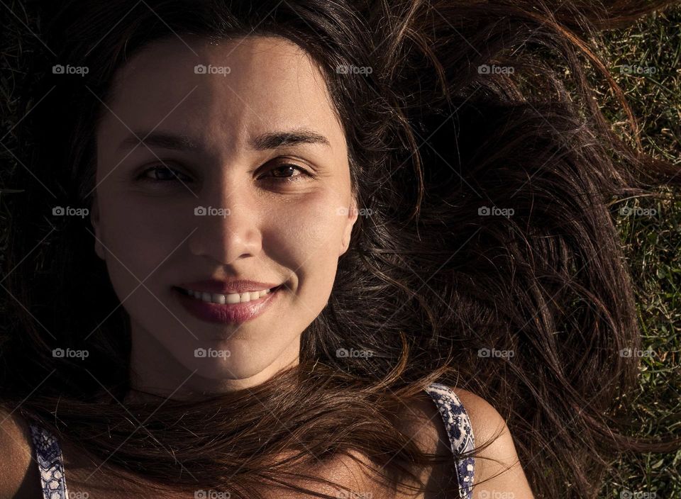 Beautiful woman portrait, smiling