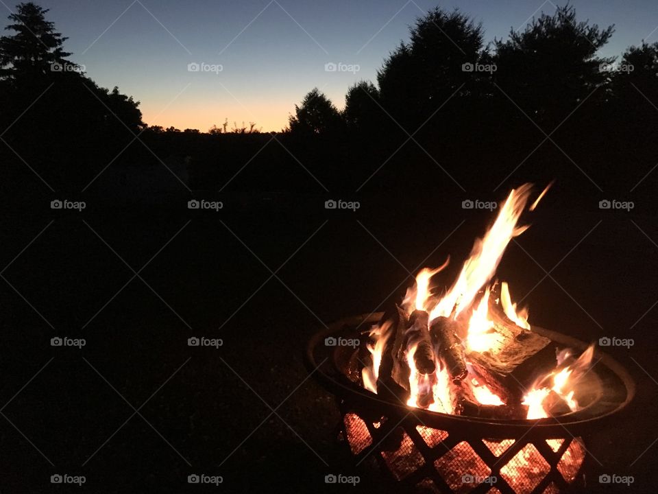 Evening sunset fire pit 