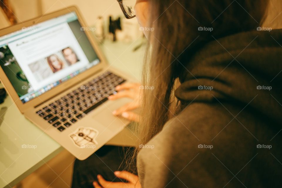 Girl using laptop