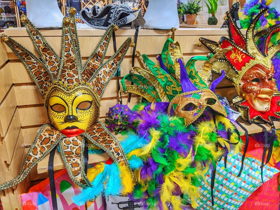 bold, colorful and animal print masquerade, carnival and Mardi Gras masks