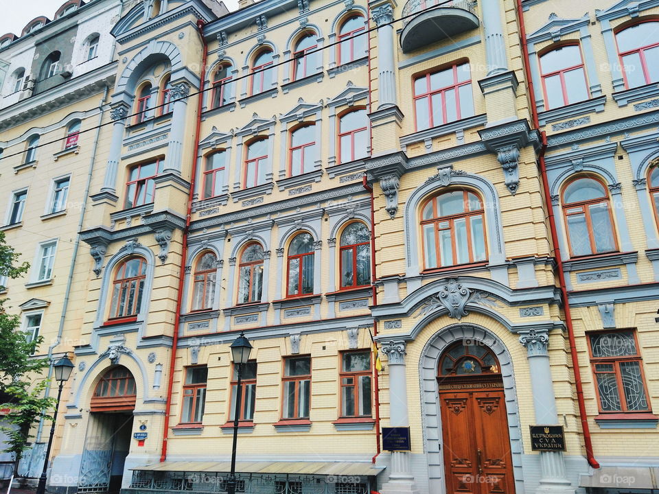 Old architecture and buildings of the city of Kiev, Ukraine